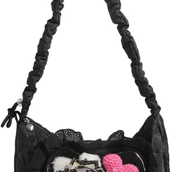 Ita Bag Love Shaped Lace Shoulder Bag Quilted Cute Crossbody Purse - Picture 1 of 6
